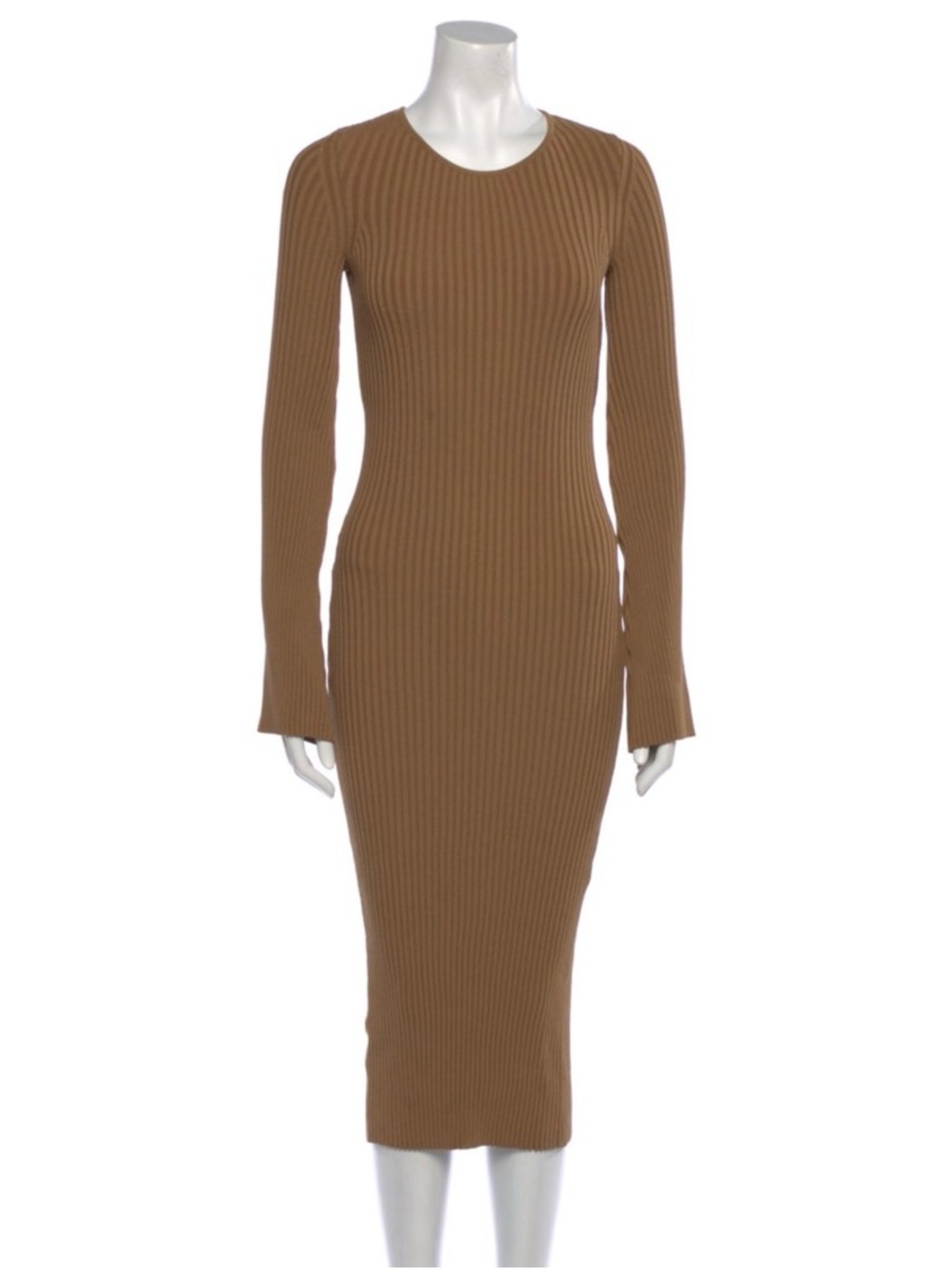 Anine Bing Camel Ribbed Long Sleeve Midi Dress
